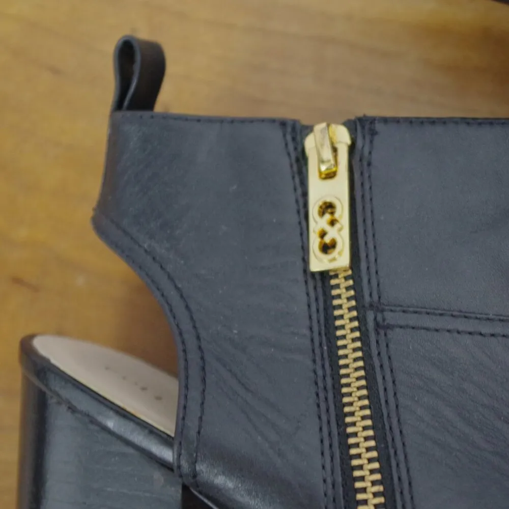 Cole Haan   Zula Chunky Heeled Side ZIp Open Toe Booties 9.5B - Image 6