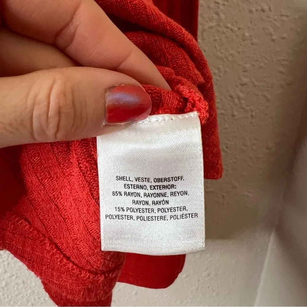 Anthropologie Maeve Coral Waffle Knit Peplum Winterscape Cowl Neck Size Large - Image 8