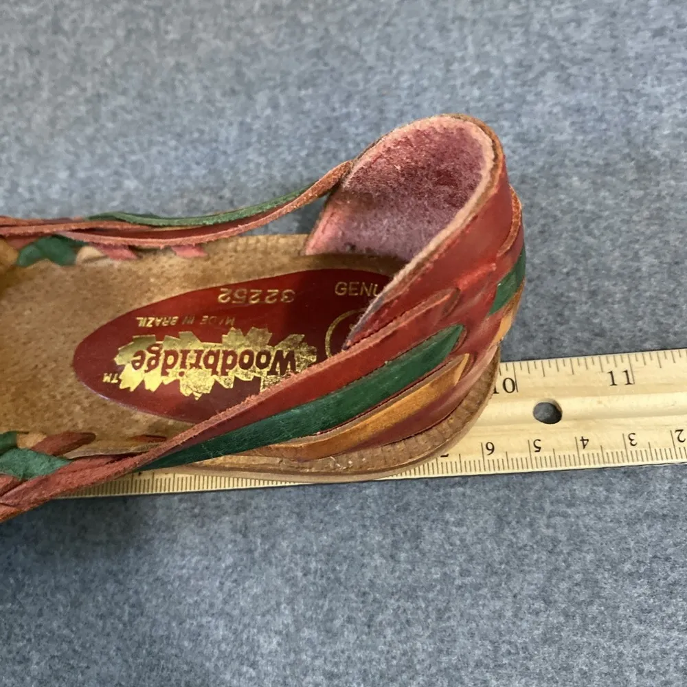 Vintage Woodbridge Genuine Leather Upper Women Sz 8 Multicolor Flat Sandal - Image 11
