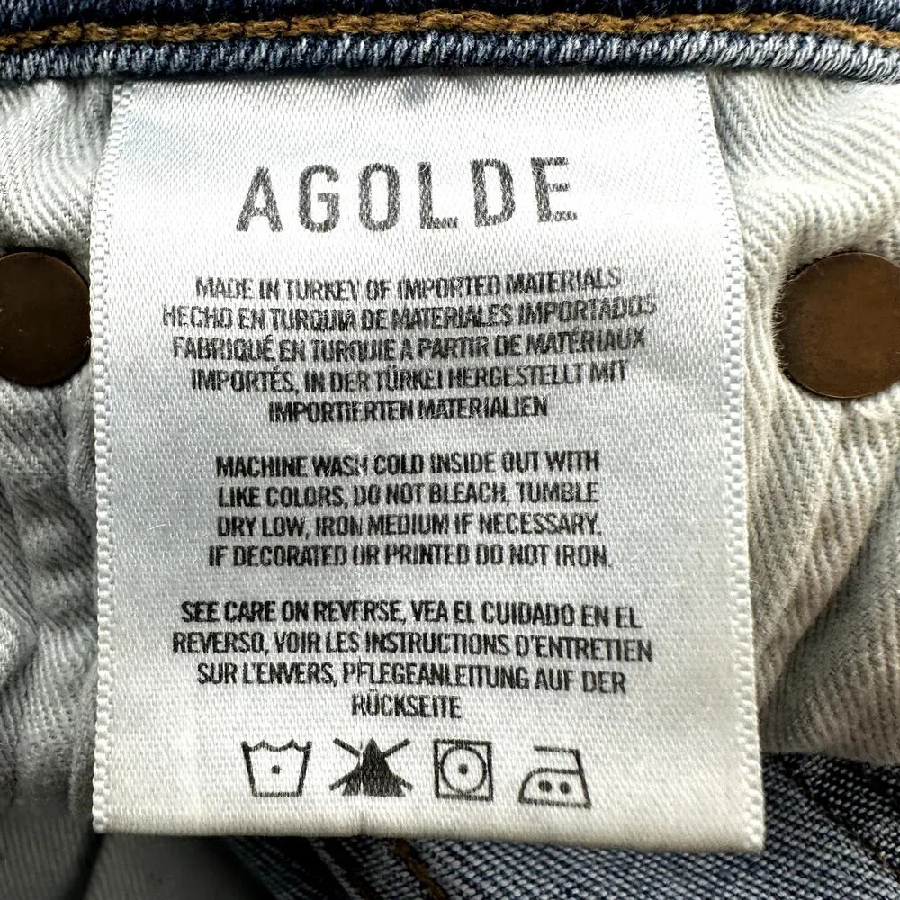 AGOLDE Sophie Mid Rise Ankle Skinny Jeans Distressed Medium Wash Tame Blue 27 - Image 4