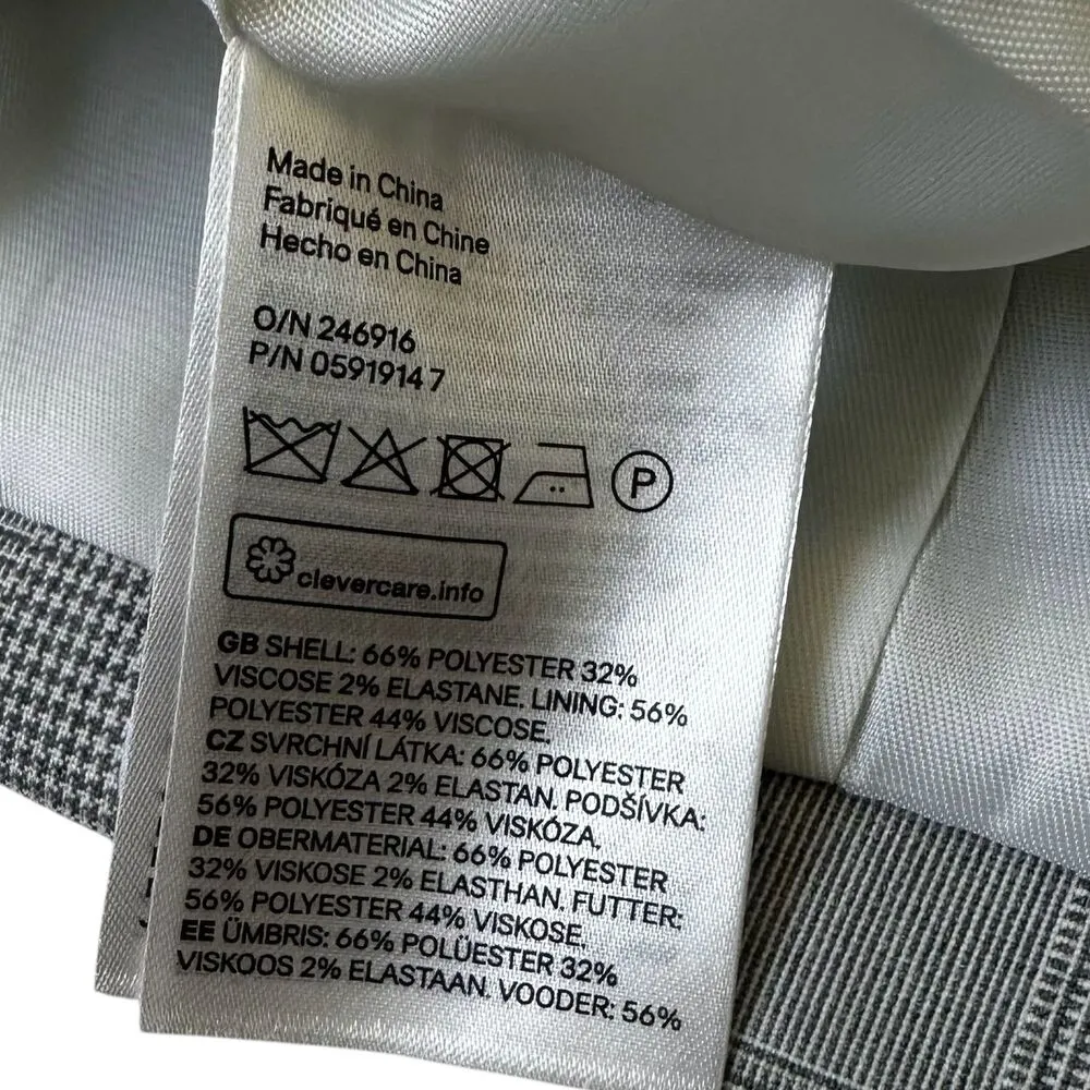 H&M Gray Plaid Lined Collared Blazer w/ Pockets Women Size 4 NWT | 28-11 - Image 6