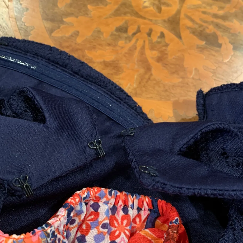 City Triangles Women’s Large Strapless Navy Blue and Red Paisley Long Maxi Dress - Image 9