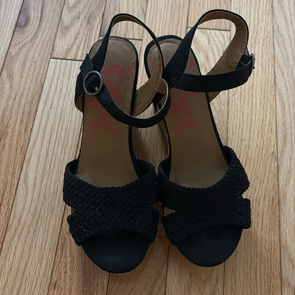 Jelly pop Panke, Black Canvas Wedge Sandal, Size 7M - Image 8