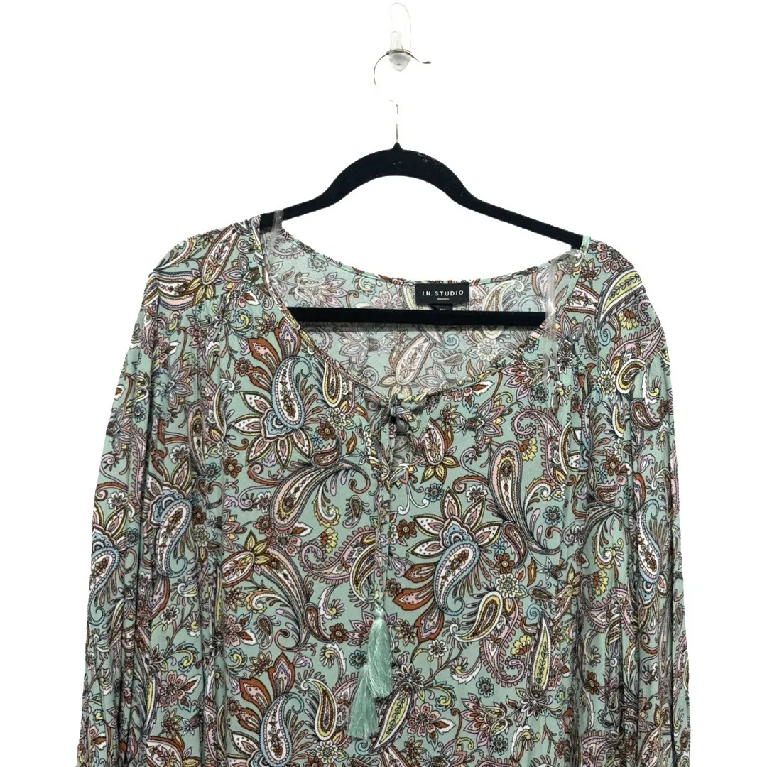 In Studio Paisley Mint Skirt Set Long Sleeve Bobo Church Size 2X NWT Green - Image 3