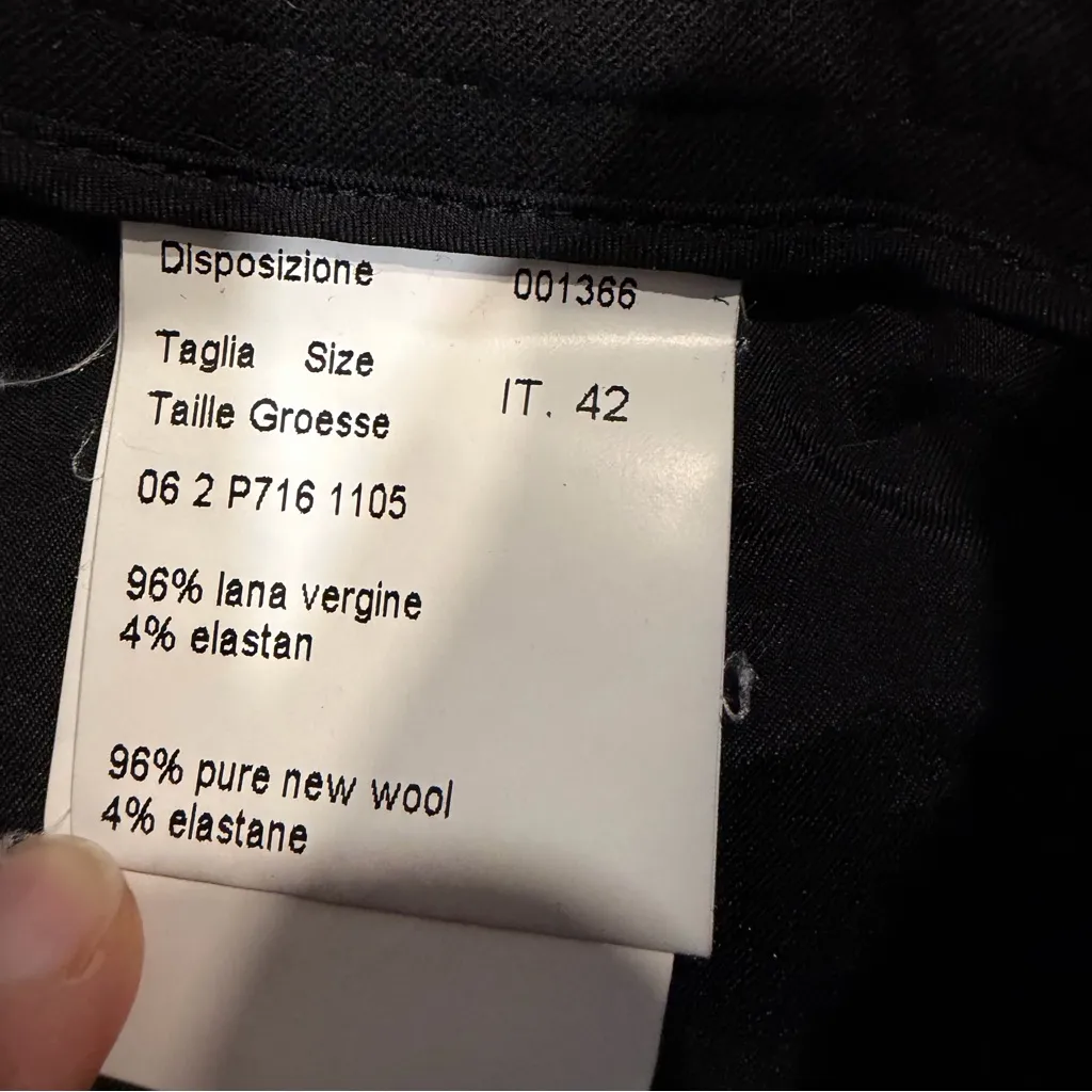 Piazza Sempione Black Wool Wide Leg Cuffed Cropped Capri Pants IT 42 or US 6 - Image 5