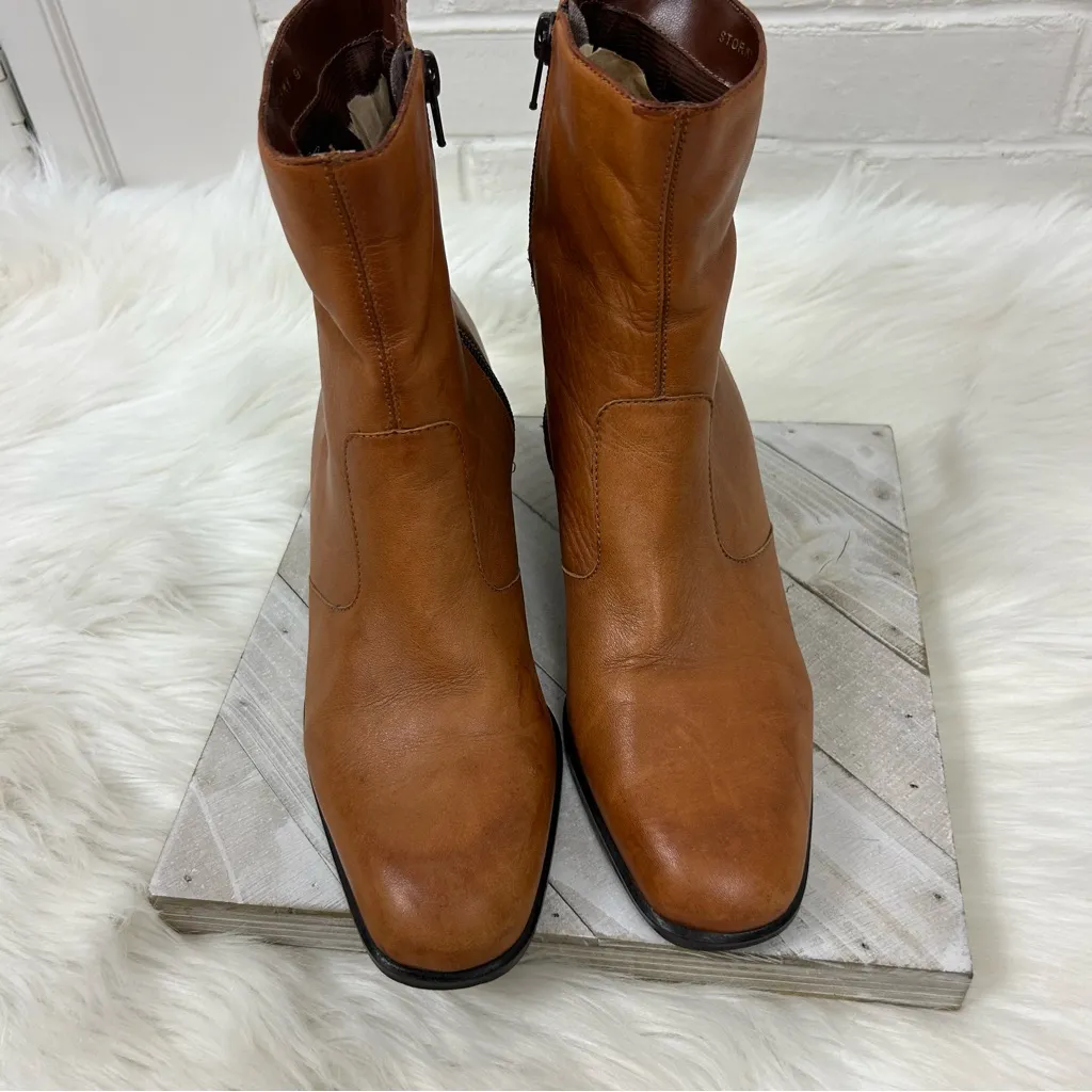 Vintage Selby Brown Leather Ankle Booties Size 9 - Image 4