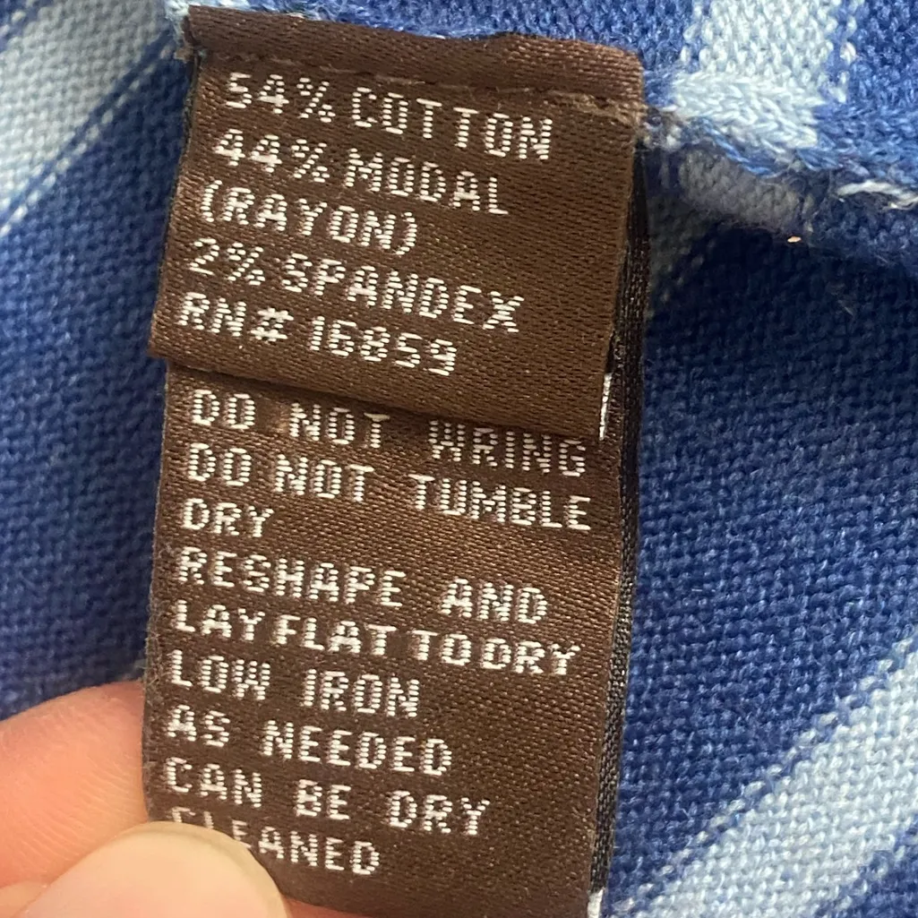 J. McLaughlin Blue Gray Stripe Colorblock Knit Top Sweater Medium - Image 9