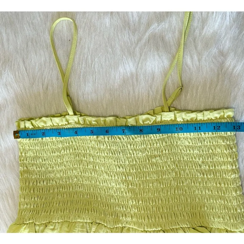 Forever 21 Flounce Smocked Mini Dress Green Ruffle Size Medium Party Whimsy - Image 5