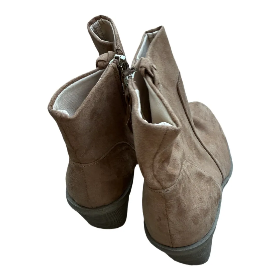 Dr. Scholl's Mirage faux suede ankle booties wedge heel Brown size 9.5 Womens - Image 3