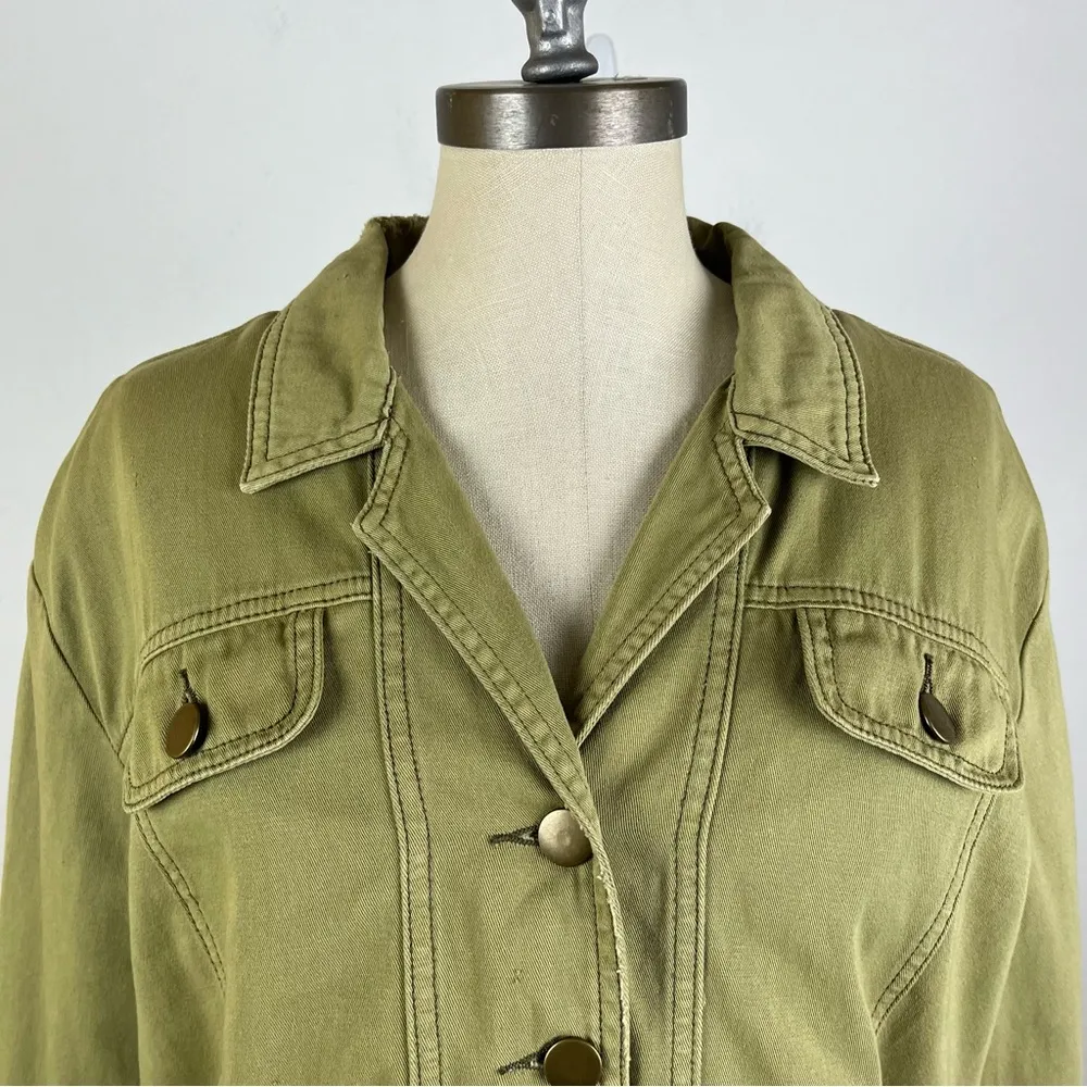 One Teaspoon Army Green Crop Rock n Roll Jacket - Image 3