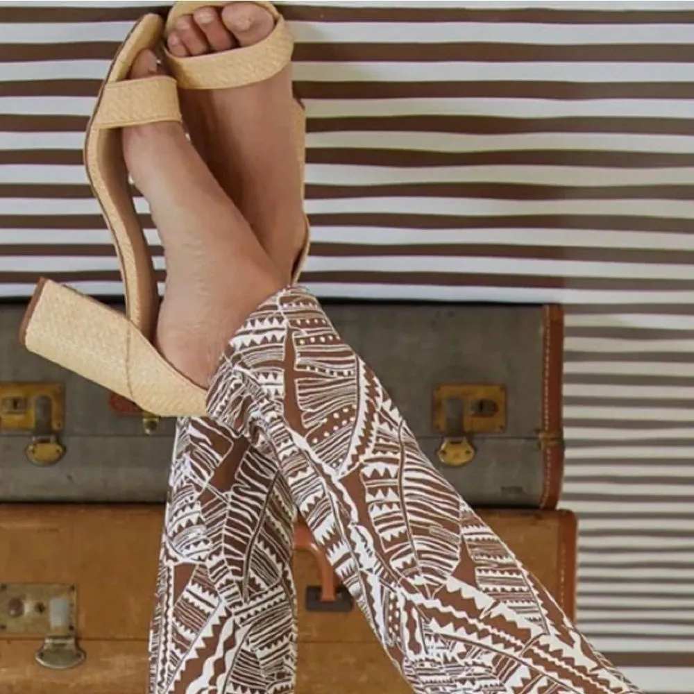 J. McLaughlin‎ Raffia Block Heel Sandals Sz 8.5 Trendy Summer Vacation - Image 2