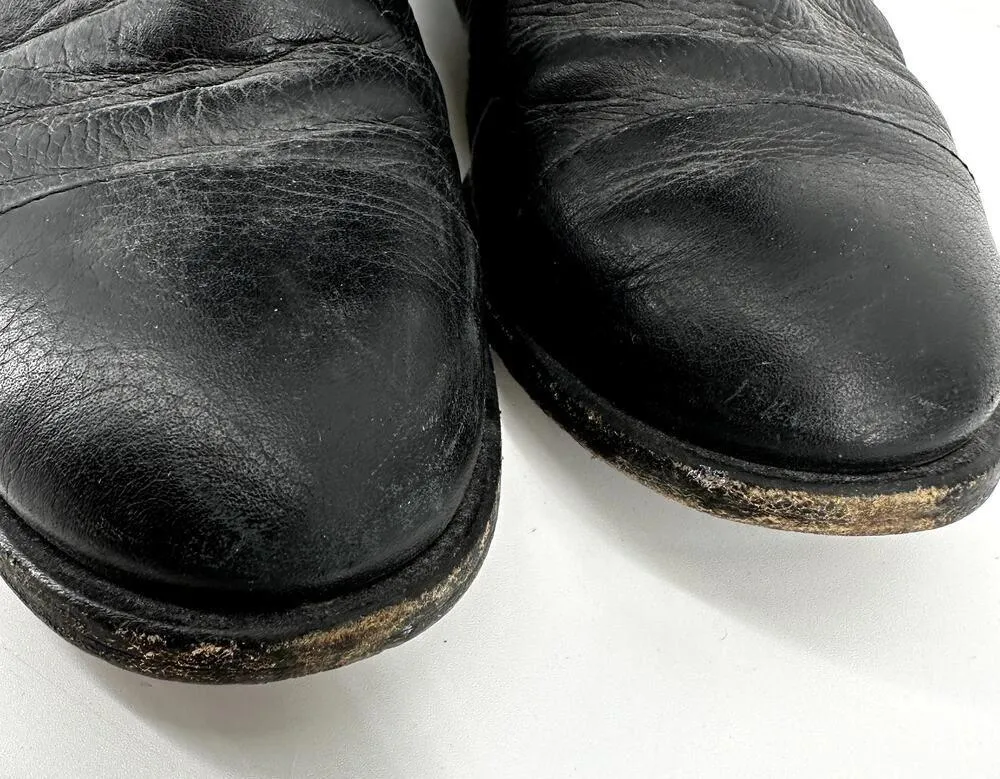 Chloé Pebbled Leather Riding Boots Harness Strap Pull On Western Black 7 - Image 8