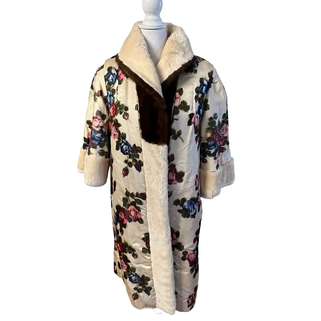 Vintage Womens Blush Sheared Beaver Genuine Fur Coat Mahogany Mink Collar - Image 8