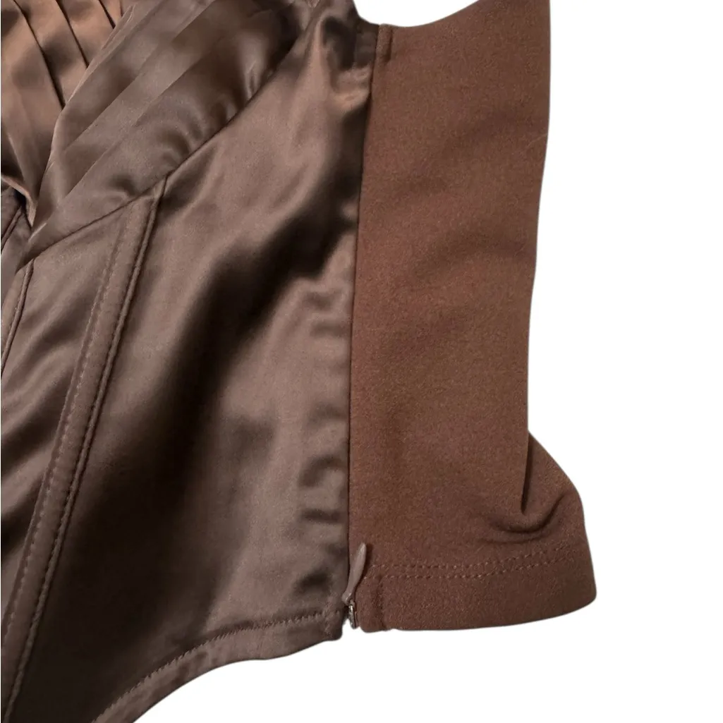 Satin Corset Bustier in Chocolate Brown Size XXS - Image 6