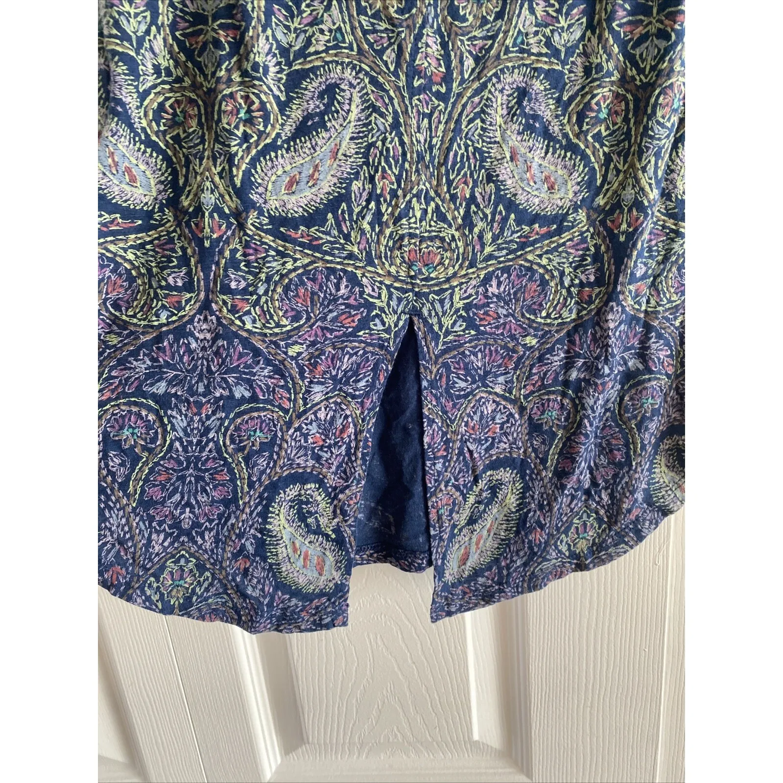 Lucky Brand Women's XS Blue Paisley Scoop Neck Boho Top Comfort On The Go Indie - Image 6