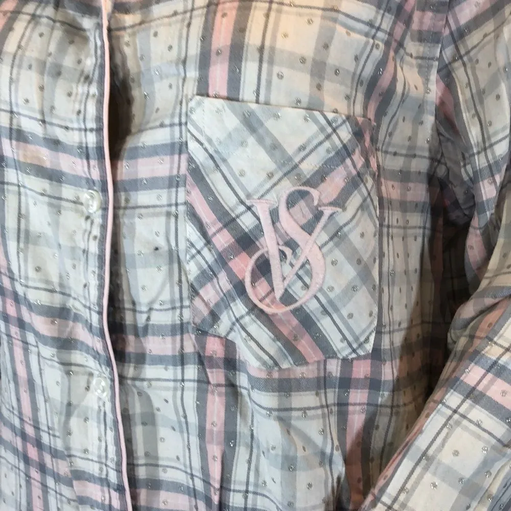 Victoria's Secret Sparkly Button Down Pajama Top M - Image 3