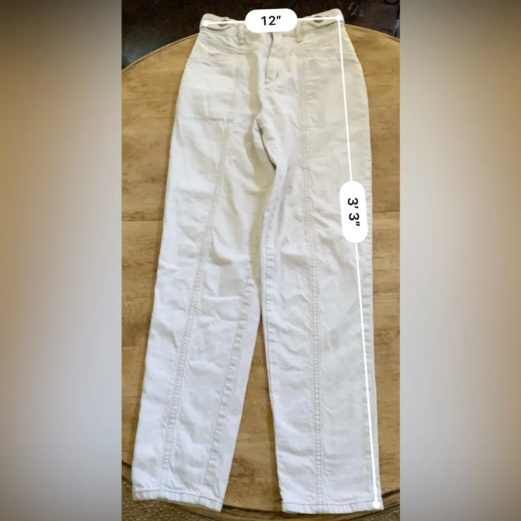 Free People We The Free‎ City Of Lights Sz 25 High Rise Linen Blend Ecru Jeans - Image 11