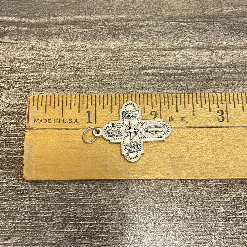 Italy Catholic 5 Way Protection Cross Five Way Religious Medal Lucky Charm #1404 - Image 4