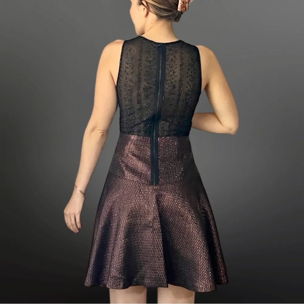 Bronze party dress with mesh leopard back - Phoebe Couture - Image 2