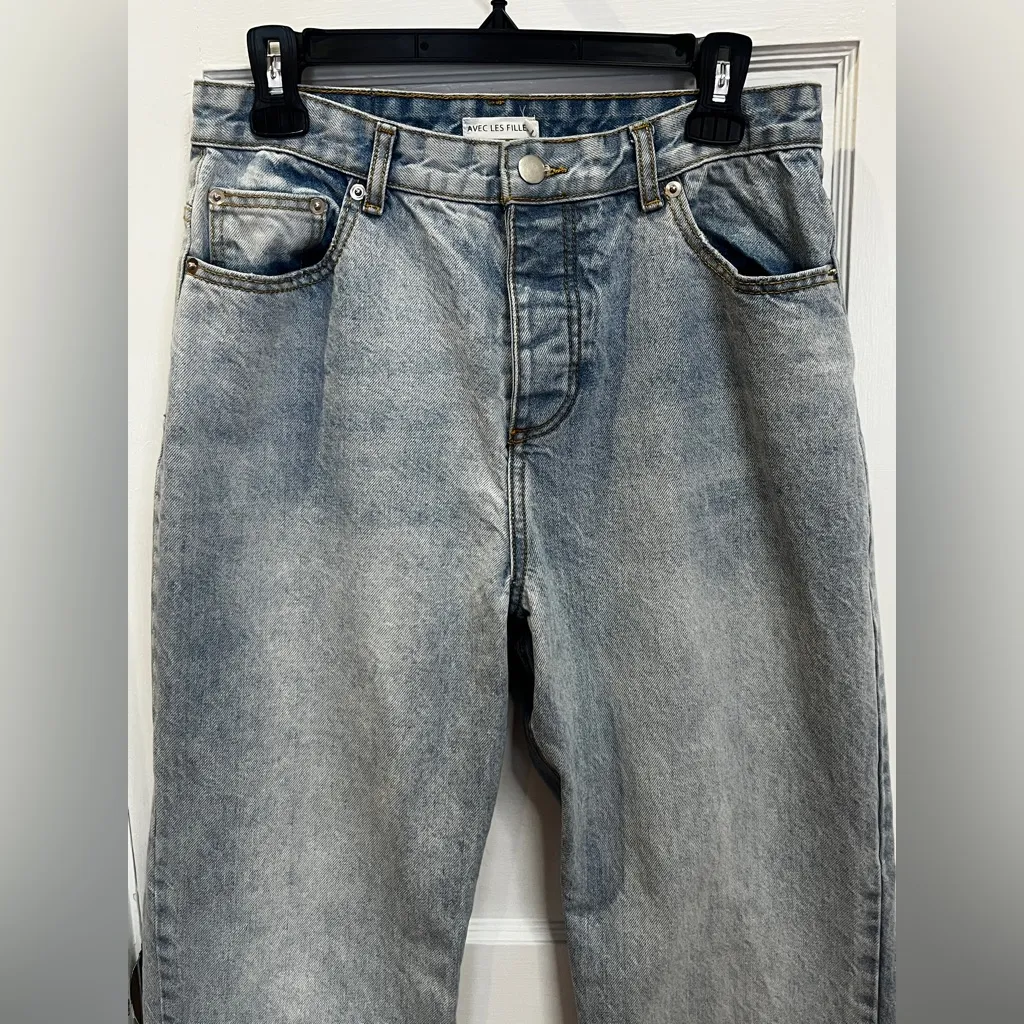 Avec Les Filles Womens Jeans Size 29 High Rise Light Wash Blue Denim - Image 2