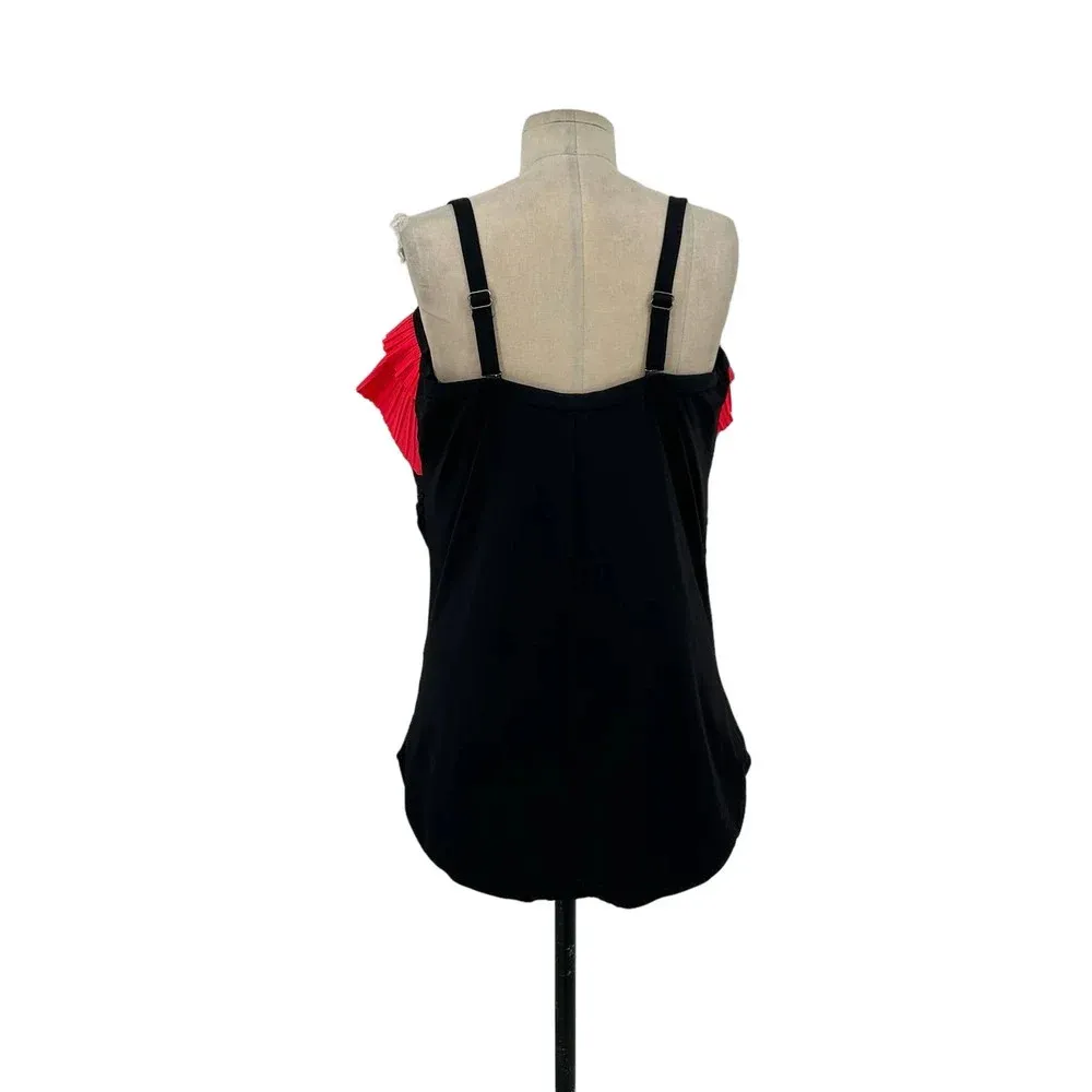 City Chic Black Ruched One Piece Hot Pink Red Ruffle Top XL / Plus Size 22 - Image 5