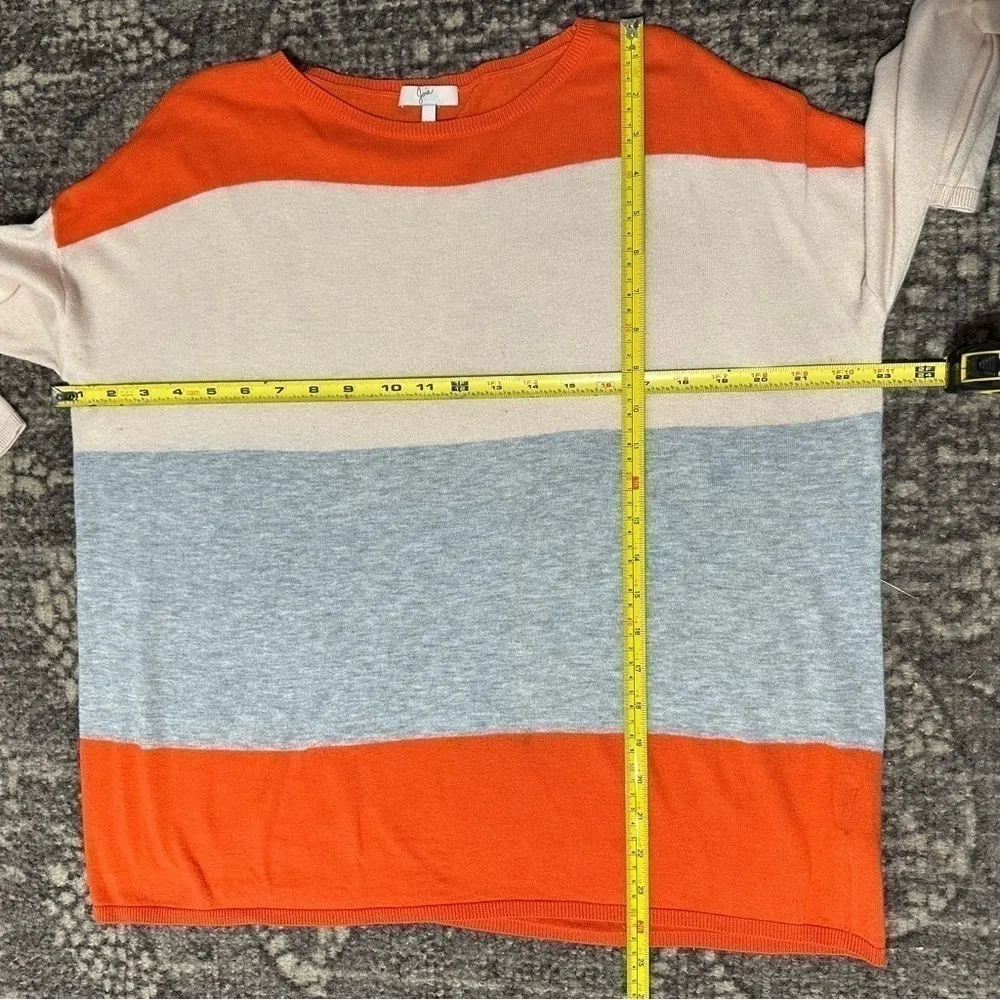 Joie Women’s Size M Orange Gray Maine Colorblock Striped Oversized Sweater - Image 8
