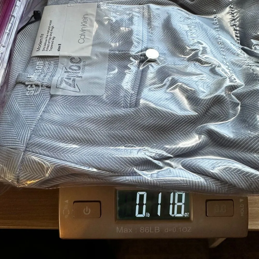 Calvin Klein Modern Fit Blue Herringbone Straight Career Office Dress Pant Sz 8 - Image 8