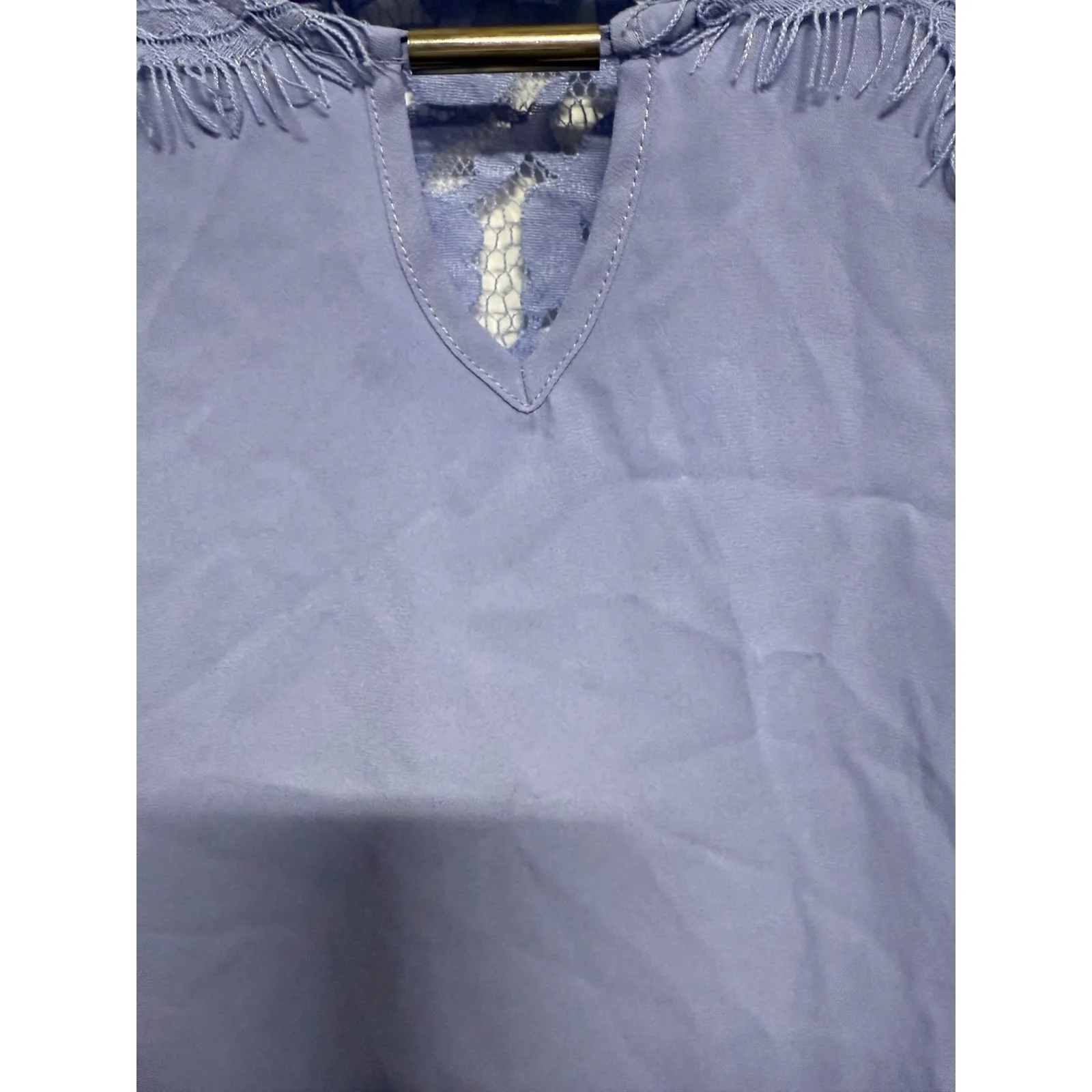 The Limited Periwinkle Lace Back Blouse Long Sleeve Sheer Size XS - Image 6