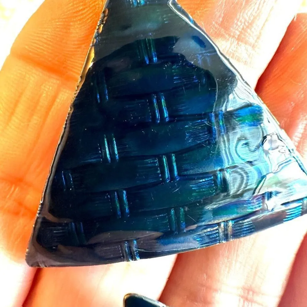 Blue triangle post earrings - Image 5