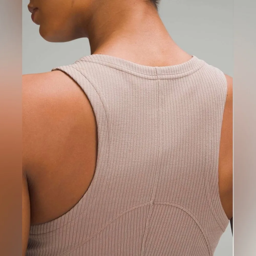 Lululemon NWT Ribbed Softstreme Slim Fit Tank Dress Sleeveless Taupetastic 10 - Image 3