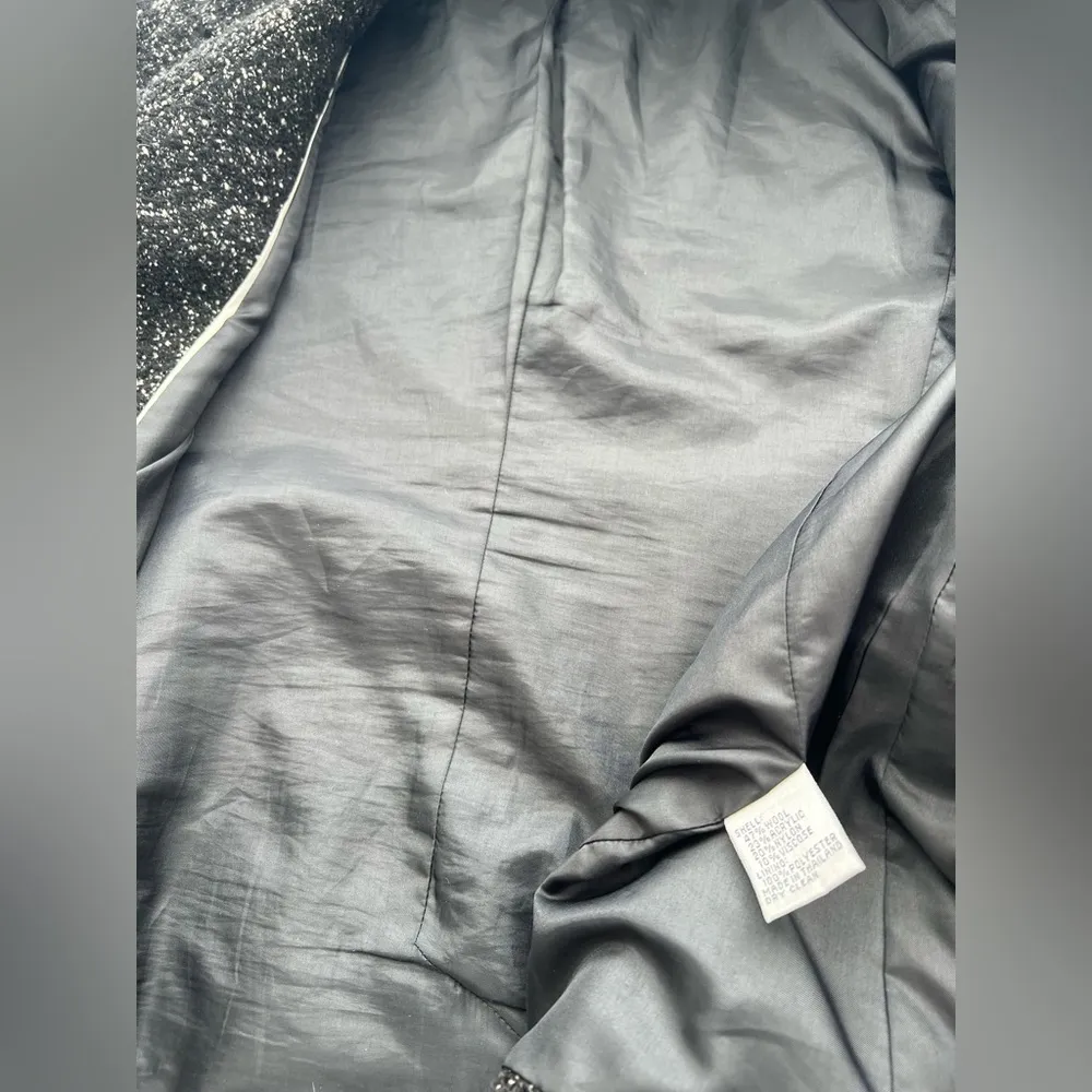 Italian Wool Speckled boucle Long two button Top Coat black vintage soft - Image 4