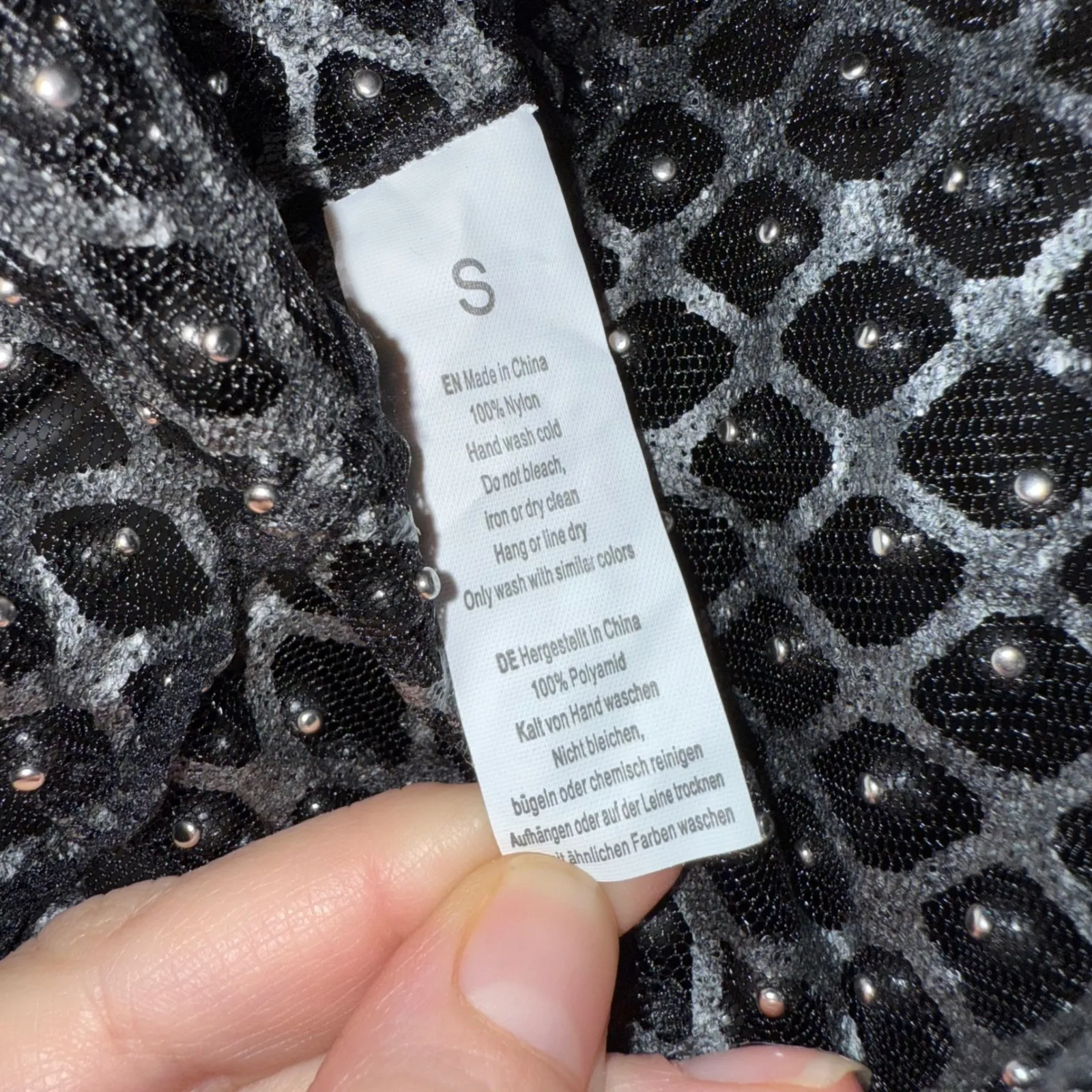 NWT Goth Beaded Mesh Crop Top Short Sleeve - Image 7