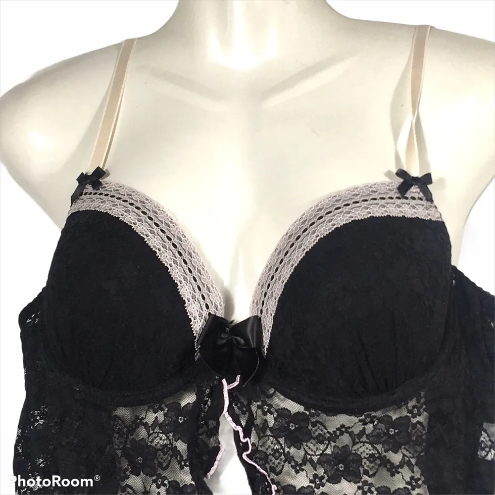 Linea Donatella Babydoll Black Lace Lingerie-XL - Image 2
