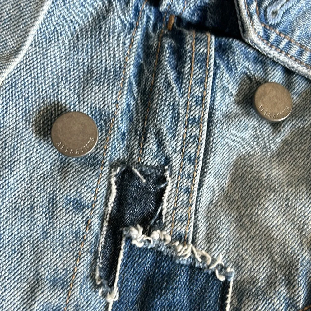 All saints denim patchwork jacket - Image 4
