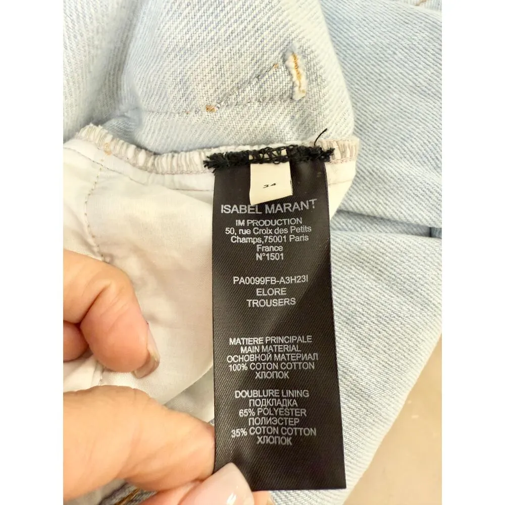 Isabel Marant Elore Cotton Patch Pockets Cargo Jeans Denim Blue Women's 34 / 2 - Image 5