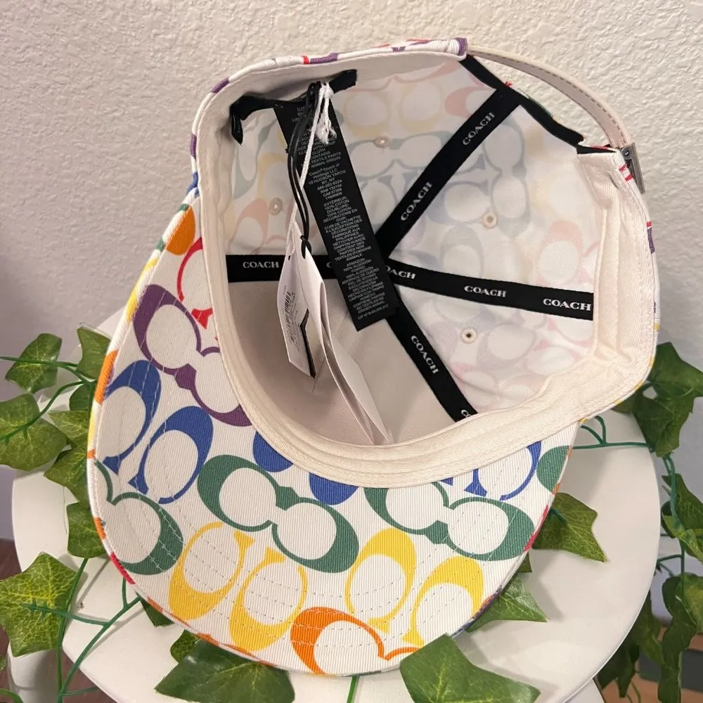 coach Rainbow Signature Baseball Hat CJ714 - Image 5