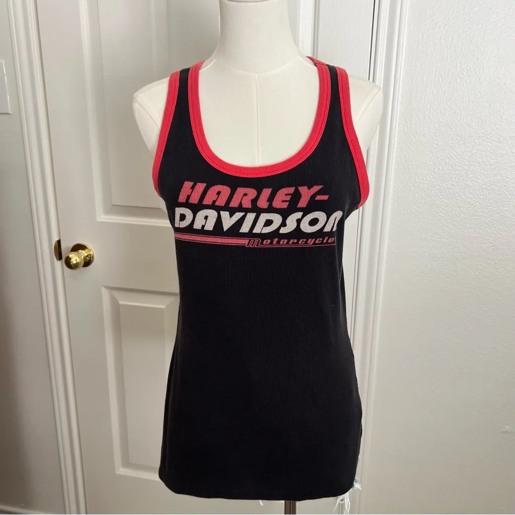 Harley-Davidson Vintage y2k Black and Red Tank Top - Image 4