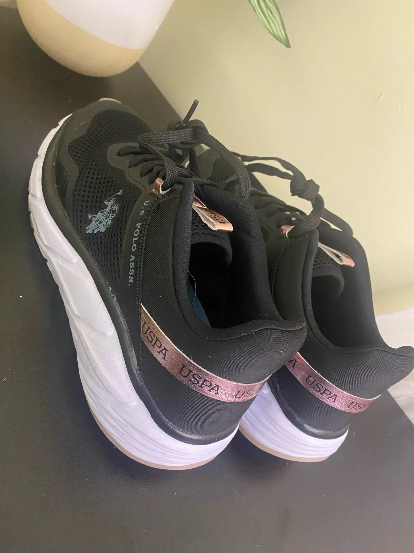 U.S.POLO ASSN. GIRLS BLACK LIGHTWEIGHT SNEAKERS SHOES SLIP-ON Womens Size 7.5 - Image 4