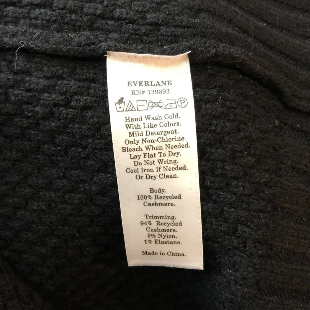 Everlane The Cashmere Stroopwafel Turtleneck Sweater Oversized Black XXS - Image 6