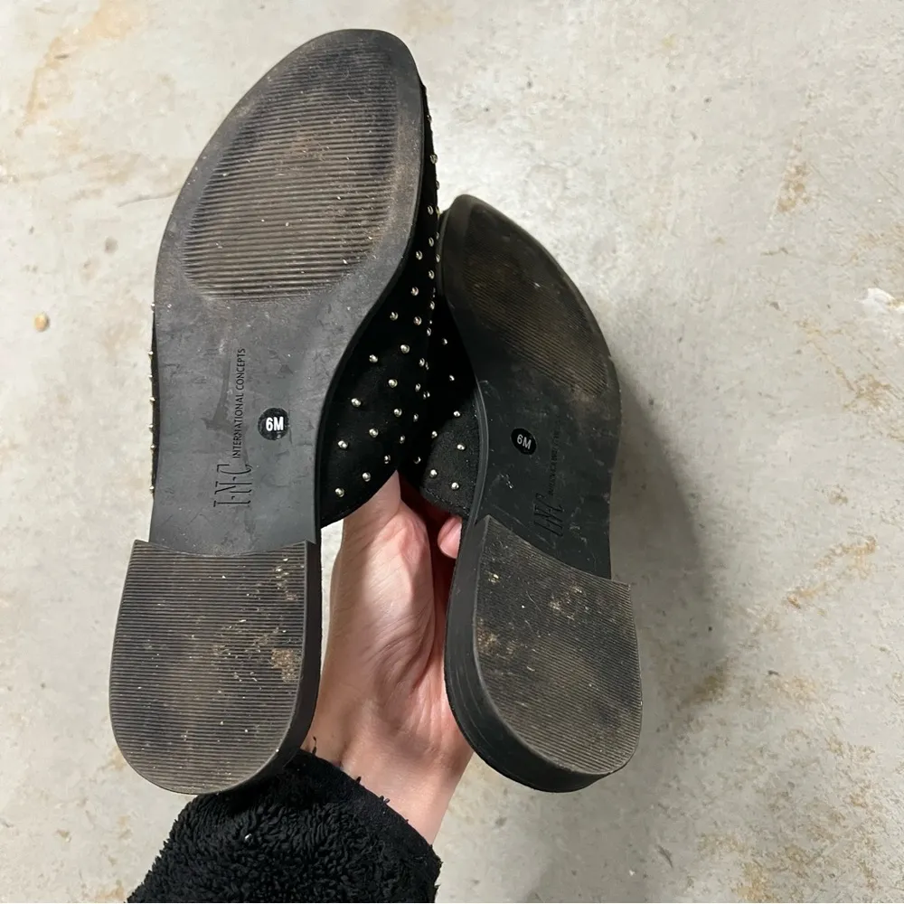 Concepts Black Jeweled Gemstone Buckle Slip On Mules Size 6 - Image 4