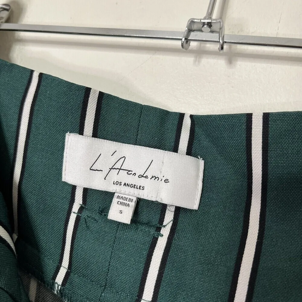 L'Academie Womens The Carla Pants Size Small Kelly Green Stripe Paperbag Waist - Image 12