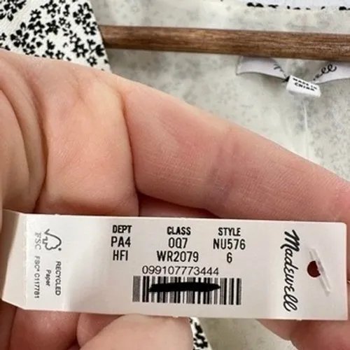 Madewell Floral Print V Neck Puff Sleeve Maxi Dress Size 6 Cream Black NWT - Image 8