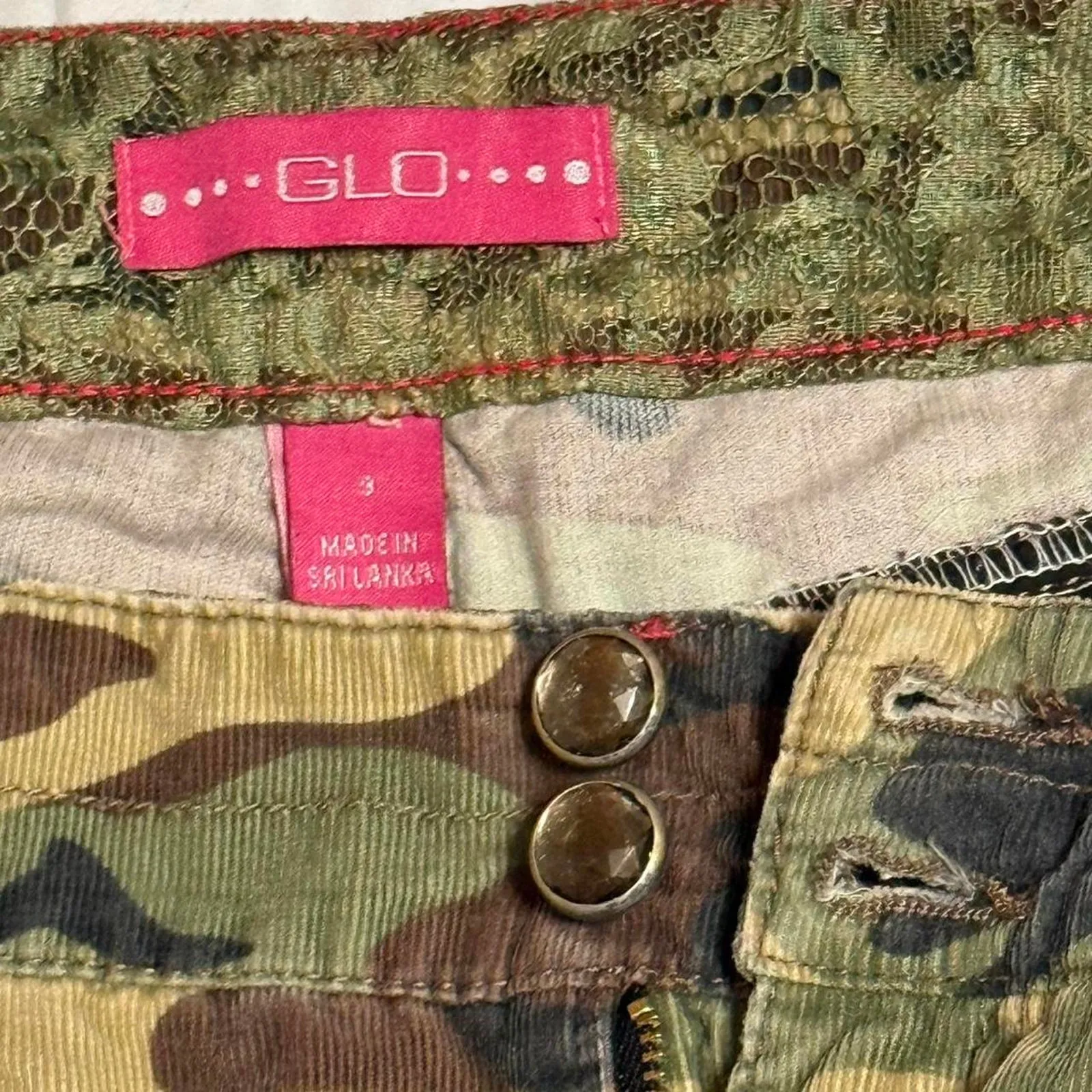 Y2K Camo Low Rise Cargo Pants – Size 9 Juniors Green - Image 3