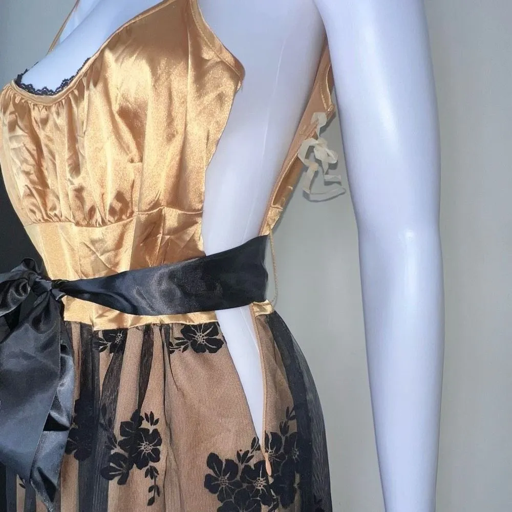 Heart Soul Cocktail Dress in Gold with Black Lace Overlay - Image 13