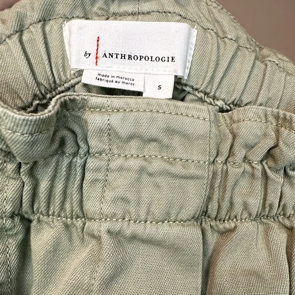 Anthropologie High Rise Paperbag Crop Pull On Cargo Wide Leg Green Pants Sz S - Image 7