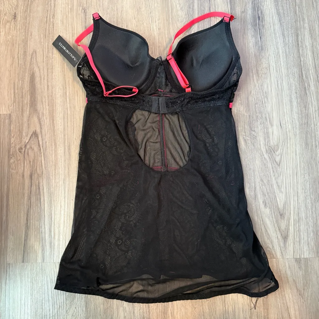 PLAYBOY Black and Pink Chemise Size Medium NWT - Image 7