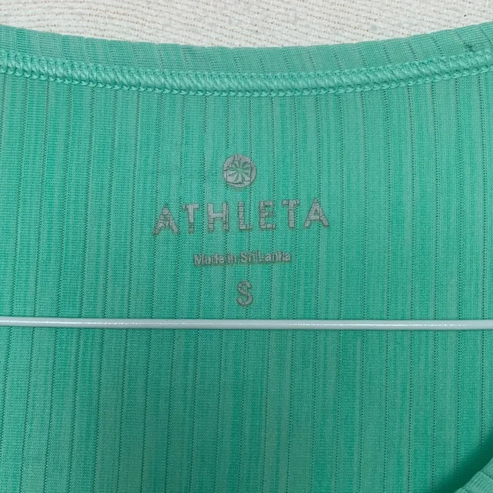 Athleta womens small green stripe athletic long sleeve swiftly flaw gym lulu gap - Image 2