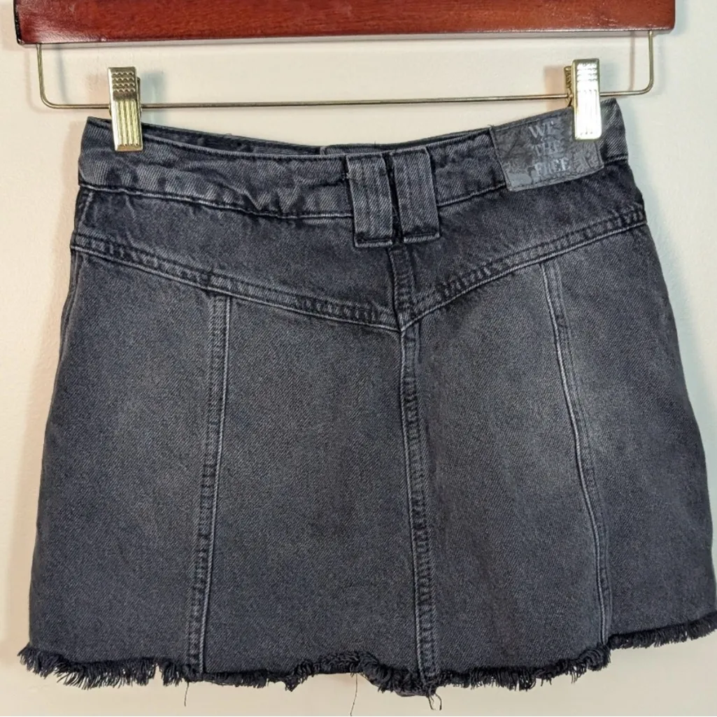 Free People - Faded Black Midnight Sun Mid Rise Denim Mini Skirt/Skort Size 25 - Image 3