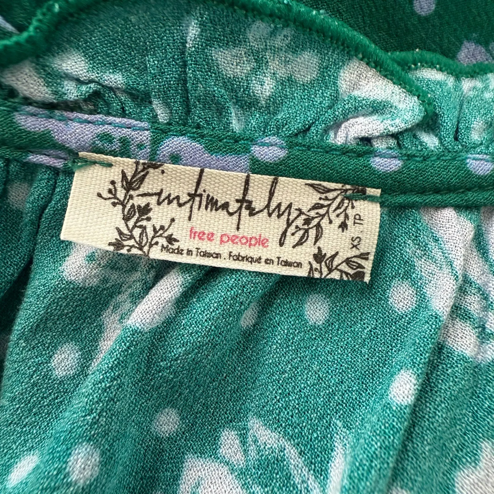 Free People bodysuit floral ruffled long sleeve bell sleeve polka dot chiffon XS - Image 7