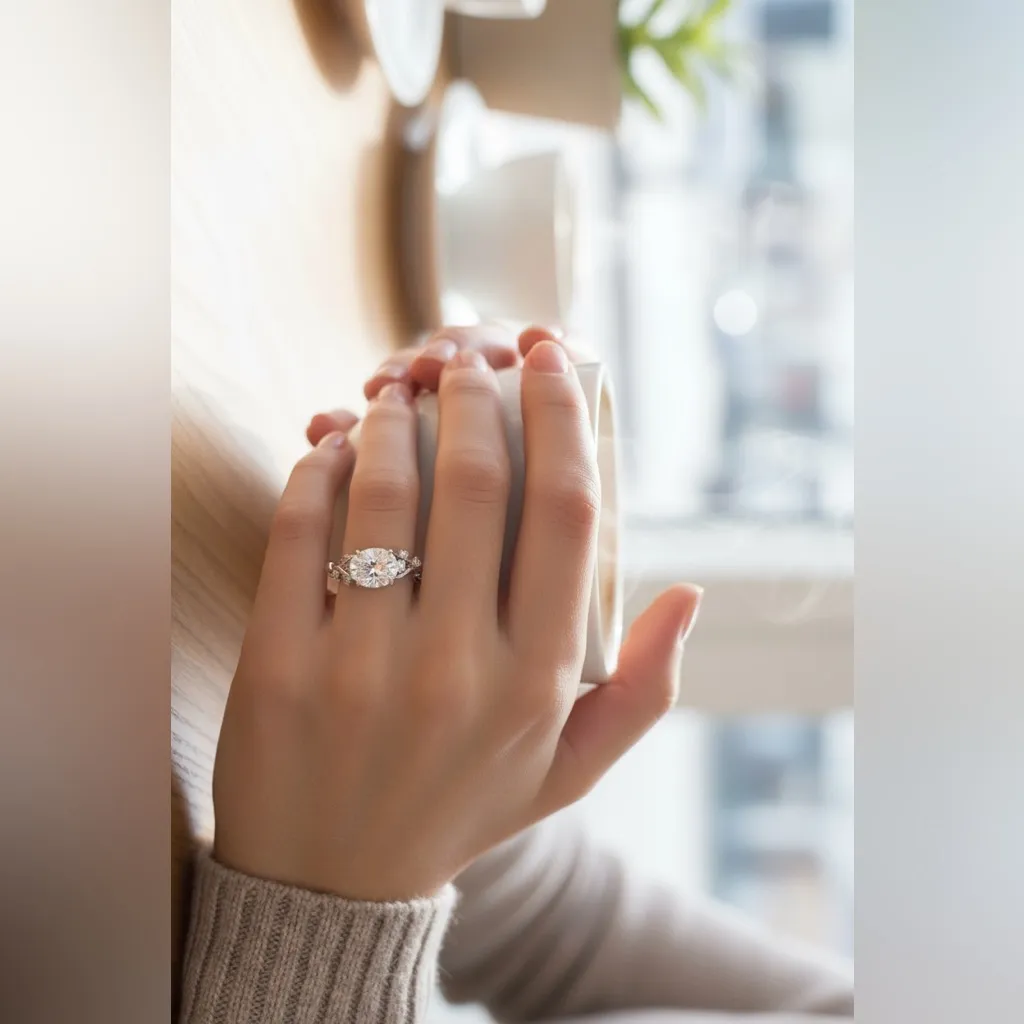 Dazzling Solid Silver 2.0ct Moissanite Ring - Image 2